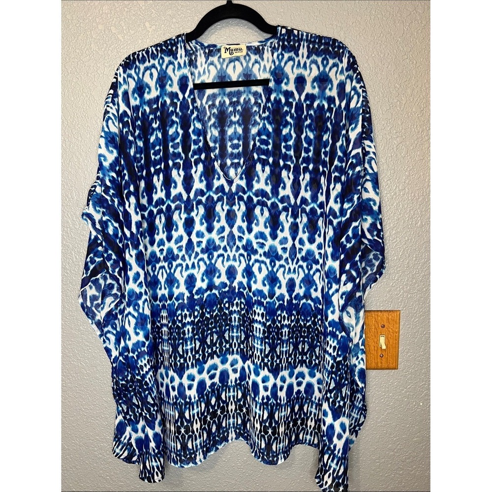Show Me Your Mumu Peta Tunic Blue Moon Ikat Kaftan Top‎ Medium